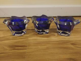 Mikasa Pacific Wave Colbalt Votive Candle Holder Set Of 3