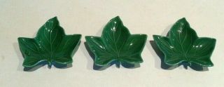 3 Vintage Green 4 " Ivy Maple Leaf Butter Pat Dish Tray