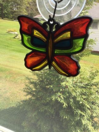 Vintage Stained Glass Multi Butterfly Window Hanging Lead Suncatcher