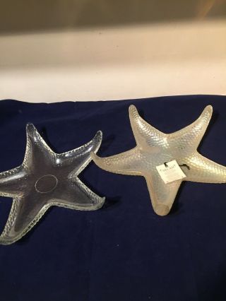 2 Glass Starfish Shape Dishes With Label Akcam Turkey Handmade