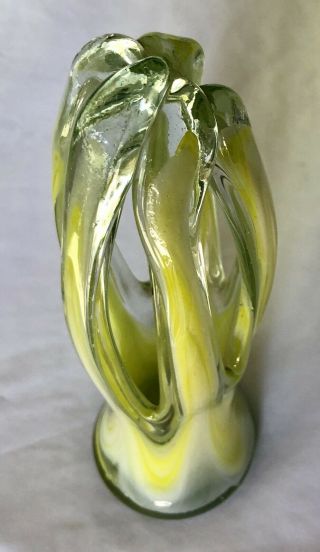 Antique Mid Century Murano Glass Vase From Italy Yellow Green Vintage Sculpture 3