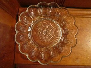 Vintage Indiana Glass Clear Hobnail 11 " Deviled Egg Plate Dish Platter Holds 15