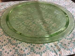 Green Depression Glass Cake Stand