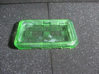 Vintage Green Depression Glass 1/4 Lb Butter Dish Base Only Criss Cross