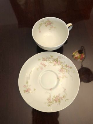 Theodore Haviland Limoges France Tea Cup& Saucer Pink Roses Porcelain China