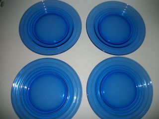 5 Hazel Atlas 9 " Cobalt Blue Moderntone Dinner Plates & 1 Luncheon Plate