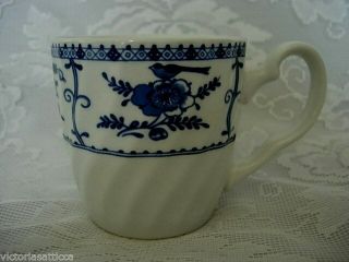 Vintage Johnson Brothers Cobalt Blue Indies Pattern Daisy Tall Cup / Mug