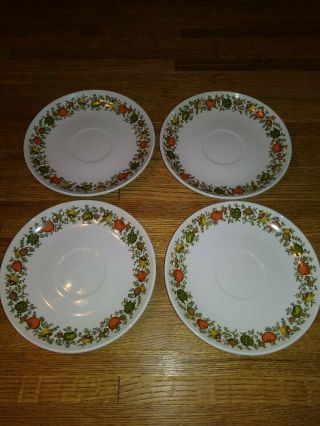 Set Of 4 Vintage Centura By Corning " Spice Of Life " Pattern Saucers