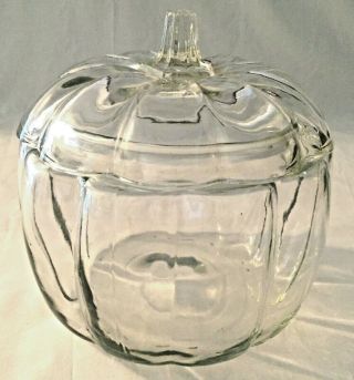Vintage Anchor Hocking 2.  2 Quart Pumpkin Jar With Lid
