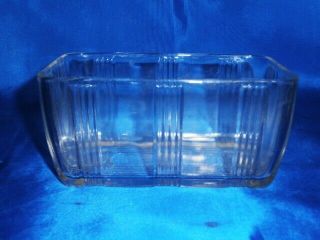 Vintage Clear Glass Refrigerator Dish Basket Weave Design.