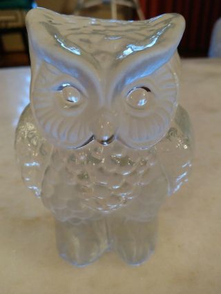 Vintage Viking Clear Crystal Glass Figural Owl Paperweight Bookend (c20)