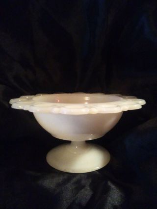 Vintage Open Heart Lace Edge Milk Glass Candy Dish