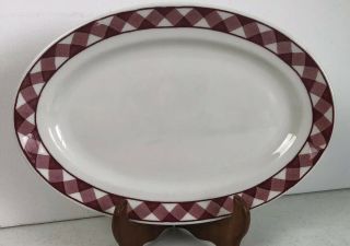 Jackson China Restaurant Ware Platter White With Red Check Border 13.  5 Inch