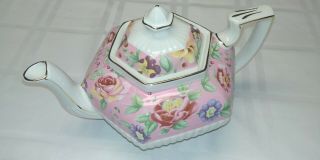 Vintage Sadler Teapot - White With Pink - T England