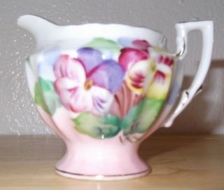 Vintage Hand Painted China Ceramic Creamer Pitcher Takiro Japan Floral Chip