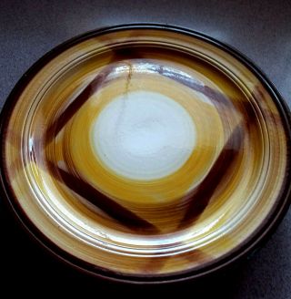 Vintage Vernonware Organdie Dinner Plates Hand Painted Yellow And Brown Set Of 7