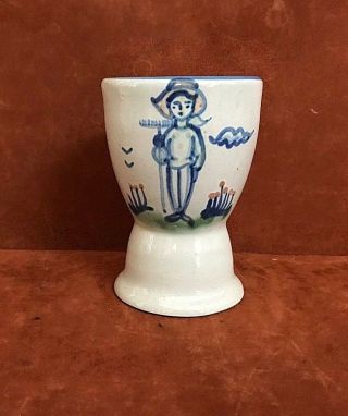 M.  A.  Hadley Double Egg Cup Country Scene Farmer The End Hand Painted & Signed