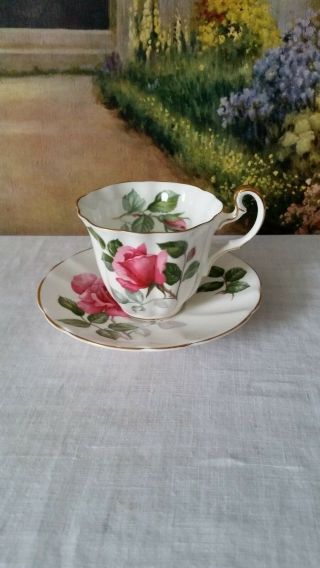 Vintage Adderley Fine Bone China Monique Tea Cup and Saucer Pink Roses England 2