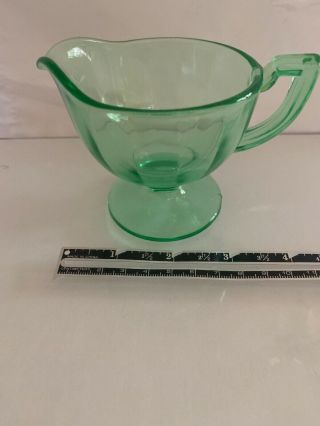 Vintage Green Depression Glass Footed Creamer