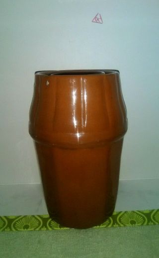 5 Cup Stoneware Wax Sealer Canning Jar By Peoria Pottery.  Btm Mkd 0 & Side