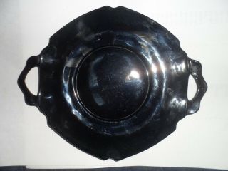 Vintage L E Smith Black Amethyst Depression Glass Handled Plate