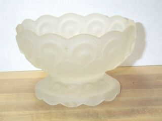 Vintage Moon Stars Frosted Satin Glass Footed Bowl Sauce Candy Nut Dish 4 1/2 " T