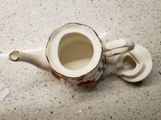 Grace Tea Ware Cup And Saucer,  Mini Teapot Christmas Poinsettia Pattern 4