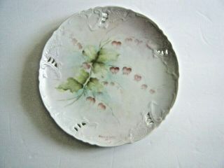 Vintage Hand Painted Embossed Plate Bleeding Heart Pattern Signed Dated 1977