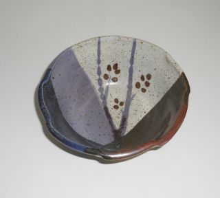 Handmade Pottery Bowl Stoneware Art Blue/brown/gray 6 3/8 " X2 3/4 " Signed