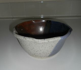 Handmade Pottery Bowl Stoneware Art Blue/Brown/Gray 6 3/8 