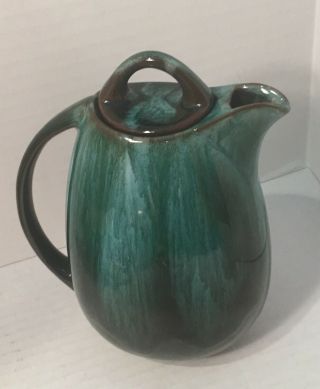 BMP Blue Mountain Pottery Green Drip Design Tall Elegant Tea / Coffee Pot 4