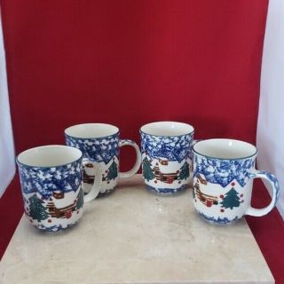 Folkcraft By Tienshan Cabin In The Snow Cups X 4