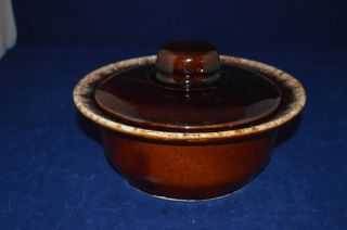 Vintage Hull Oven Proof Usa Brown Drip Glaze 8 " Casserole Bowl With Lid