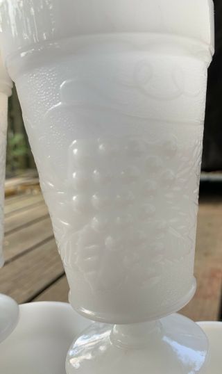 Set Of 5 Milk Glass Goblets/Dessert Cups Harvest Grape Pattern 2
