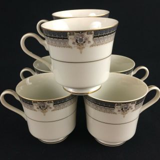 Set Of 6 Vtg Footed Cups By Mikasa Tropez Grande Ivory Gray L5504 Japan
