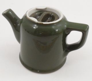 Vtg Hall Heavy Vitrified Porcelain Olive Green Restaurant Ware Teapot Tea Pot