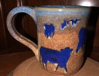 Art Pottery Stoneware Signed By Artist Braid And Dated 1999 Cattle Cow Design 5