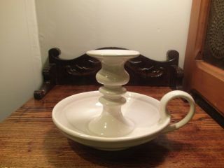 Haeger Colonial White Ceramic Candle Holder With Finger Hold Usa Vintage