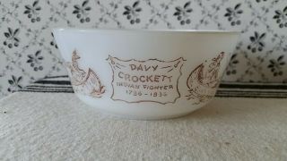 Vintage Davy Crockett Indian Fighter Milk Glass Bowl Hazel Atlas