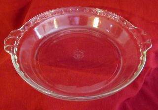 Vintage Pyrex 9 Inch Deep Dish Pie Pan Glass Fluted,  Handles
