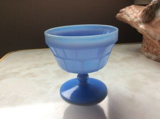 Vintage Jeanette Doric Delphite Blue Depression Milk Glass Sherbet Cup 1930 