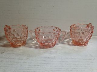 Jeannette Glass Co.  Pink Cubist Cube Sugar & 2 Creamers Depression Glass