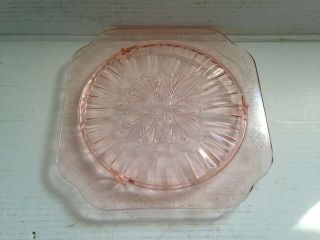 Jeannette Glass Co.  Pink Depression Glass Cake Plate Adam Pattern C 1932 - 1934