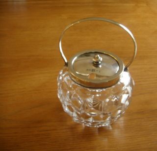 Vintage Moulded Glass Preserve Pot With Epns Overhead Handle,  Mount & Lid.