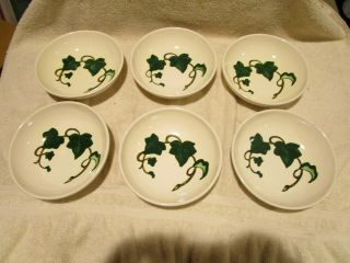 6 Vintage Metlox California Ivy Poppy Trail Hand Painted Soup Bowls