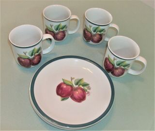 APPLES by China Pearl Casuals 4 DINNER PLATES 10 