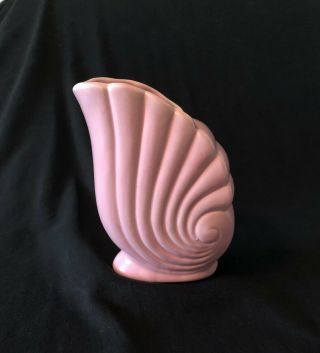 Vintage Pottery Pink Vase Shell 7 1/2 " X 5 " Ceramic Planter Mid Century
