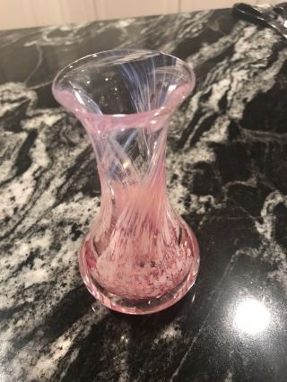 Caithness Crystal Glass Pink Swirl Vase