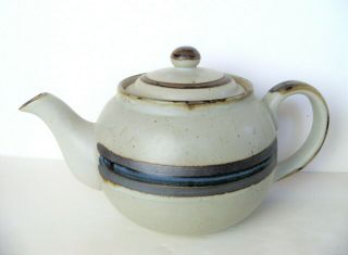 Otagiri Horizon Teapot,  Stoneware,  Gray With Blue Stripes,  Japan