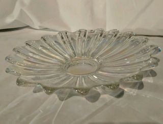 Vintage Scalloped Edge Clear Carnival Glass Bowl 9.  5 " Dish Iridescent Candy
